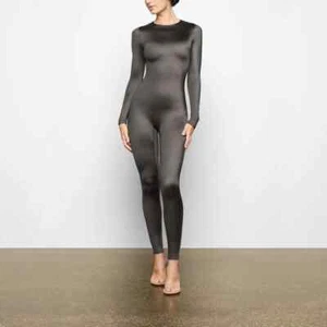 Mono Todo en Uno Brillo Cuello Redondo Mangas Largas Body Gris 2X Nuevo con Etiquetas - Imagen 1 de 9