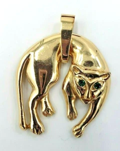 ORO AMARILLO 14K* COLGANTE PANTERA CON OJOS ESMERALDA * - Imagen 1 de 12