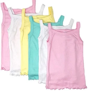 Popular Girl's 4 Pack Soft Cotton Cami Spaghetti Strap Tank Tops Undershirts - Picture 1 of 15
