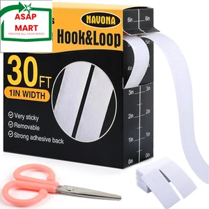 30Ft X 1 Inch Hook and Loop Strips with Adhesive,Double Rolls of Heavy Duty Self - Picture 1 of 12