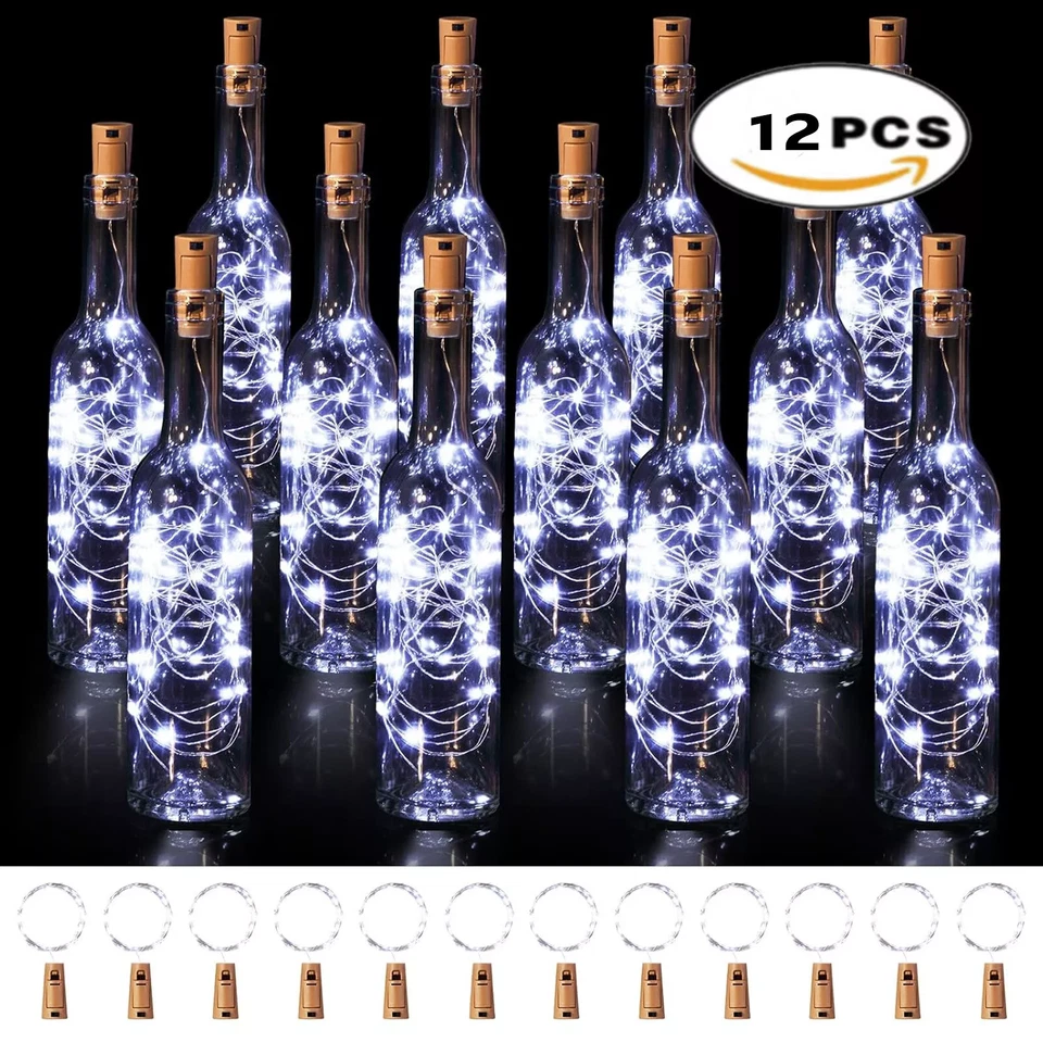 12 Packs Wine Bottle Fairy String Lights 20 LED Battery Cork For Party Wedding - Image 1 of 4