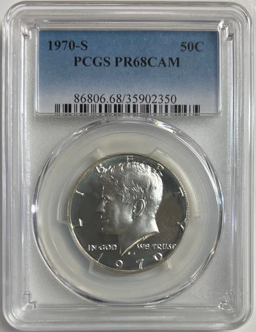 1970 S Kennedy Proof Half Dollar PCGS PR68CAM Silver Coin 50C Cover