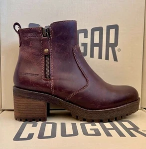 Cougar - Women's Daytona Brown Leather Waterproof Warm Heel Boots New in Box - Picture 1 of 6