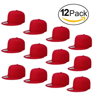Wholesale lot 12 pcs Blank Snapback Hats Hip Hop Style Adjustable Size Flat Bill - Picture 1 of 41