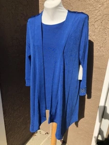 New Chico's Travelers Belladonna Blue Sleeve Trim Detail Jacket 3 = XL 16 18 NWT - Picture 1 of 1