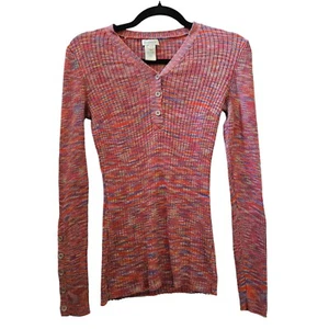 Sundance Pullover mehrfarbig gerippt Spacedye Strick Henley Langarm V-Ausschnitt Gr. XS - Bild 1 von 12