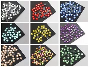 200 Gemme Strass Cristallo Vetro Quadrato Sfaccettato 6X6mm Colore a Scelta - Foto 1 di 17