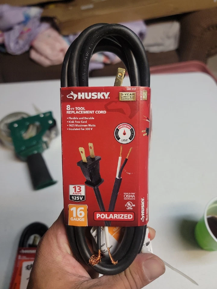 Huskey 8ft Tool Replacement Cord 16 Gauge - Image 1 of 4