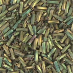 Miyuki Twisted Bugle Beads 6mm 17.5GM Matte Metallic Khaki Iris - Picture 1 of 1
