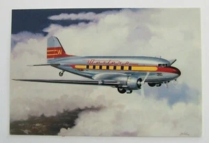 Gerahmtes 4" x 6" Gemälde einer 1935 Western Airlines Douglas DC-3. Hang oder Display - Bild 1 von 4