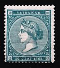 Isabel Ii - 20 Céntimos 1868. Antillas "Ultramar". Nuevo,, Goma Original