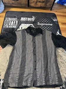 Stacy Adams 100% Linen 3x Men’s Black Gray White Beach striped Bowling s/s Shirt - Picture 1 of 6