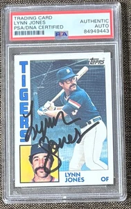 Tarjeta de béisbol Topps 1984 autografiada de Lynn Jones #731 PSA/ADN auténtica automática - Imagen 1 de 2