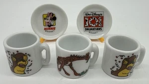 Lot Of 5 Tiny Mini Mugs & Plates 2002 Viacom Disney Ceramic Gumball w/ Container - Picture 1 of 12