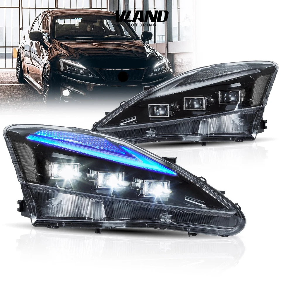 Faro LED VLAND transparente para proyector Lexus IS250 350 ISF 2006-2013 con bule DRL Foto 1 de 4