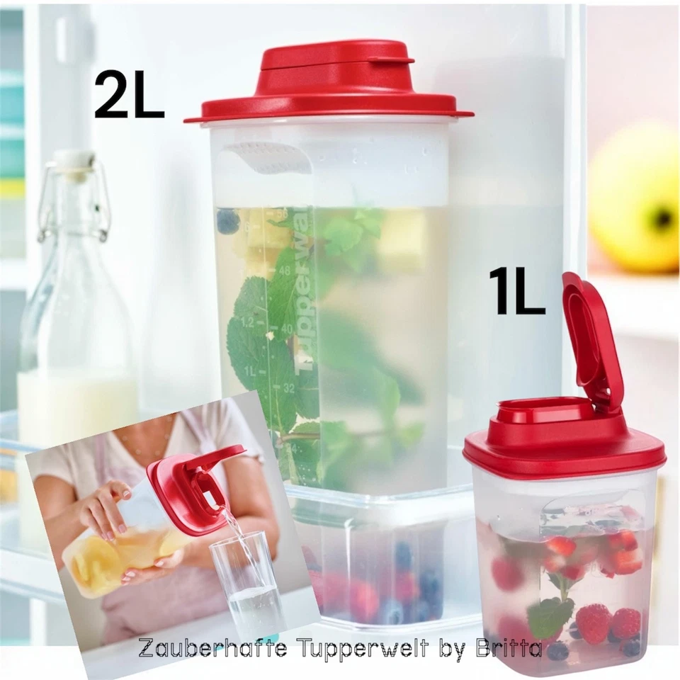 Tupperware Slim Line Kanne 1L o. 2L (beide ohne Siebeinsatz) für den Kühlschrank - Bild 1 von 1