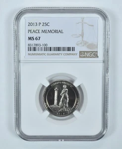 2013-P Washington Quarter Peace Memorial America The Beautiful MS67 NGC *1366 - Picture 1 of 5