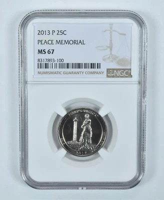 2013-P Washington Quarter Peace Memorial America The Beautiful MS67 NGC *1366 - Image 1 of 4
