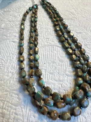 Jay King DTR 925 Sterling Turquoise & Black Onyx 3-Strand Beaded Necklace #JF40 - Image 1 of 4