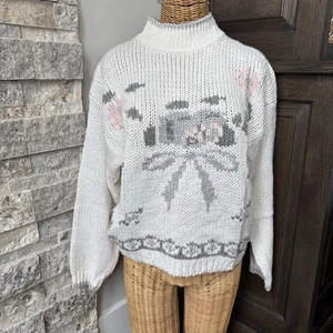 Vintage 90s Floral Bow Knit Sweater Cottage Core Flower Pullover Vintage Sweater - Bild 1 von 7