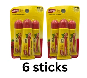 2er Pack Carmex 3er Pack EaDaily Care Feuchtigkeitsspendender Lippenbalsam LSF15 Erdbeere Versiegelt - Bild 1 von 3