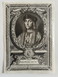 Antique Engraving Portrait of King Henry VII of England – 18th Century Royalty - Picture 1 of 2
