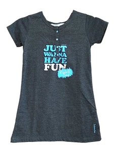 LaSenza Girl Nighty Size XS-S (6-7-8) Gray Short Sleeve Henley Neck Night Shirt - Bild 1 von 3