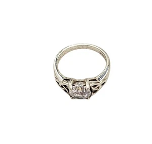 Solvar Sterling Silver Celtic Knot Design Clear CZ Ring Size 6, Signed - Picture 1 of 8