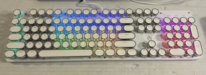 Typewriter Style Mechanical Gaming RGB Backlit Wired Retro Round Keycap Keyboard - Picture 1 of 7