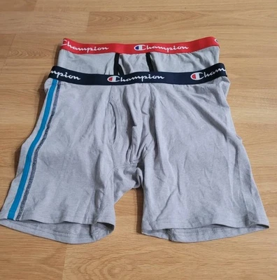 Paquete de 2 calzoncillos boxer Champion para hombre gris con logotipo de algodón elástico sin etiquetas XL Foto 1 de 2