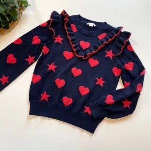 • Crewcuts Navy Blue Heart Sweater • Size 10 - Free Shipping - Picture 1 of 6