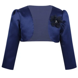 Girls Satin Long Sleeve Bolero Shrug Jacket Cover Up Sweater for Formal Dress - Picture 1 of 125