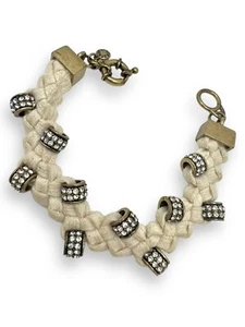 J. Crew Women's Cream Rhinestone Braided Bracelet 8.5” - Picture 1 of 4