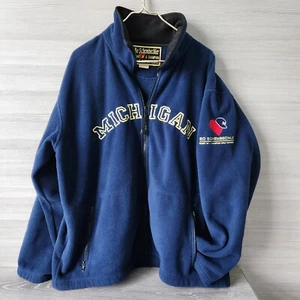 Bo Schembechler Michigan Golf Wolverine NCAA Size XL Fleece Jacket Zip Blue Vtg - Picture 1 of 14