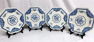 Royal Staffordshire Blue White Octagon Old Pekin Ironstone England 4 Plates 10" - Picture 1 of 7