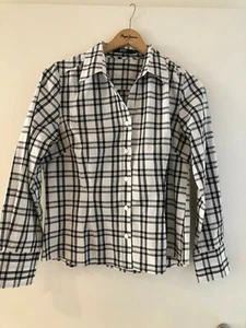 Damen Sommer-Hemd-Bluse von Jensen, Gr.38, weiß-grau-schwarz kariert, neu ! - Bild 1 von 3