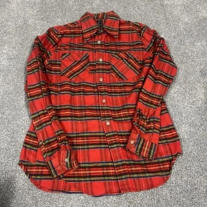 Veneto 90s Flannel Shirt Red Woven Plaid Outdoors Camping Vintage Size M - Picture 1 of 9