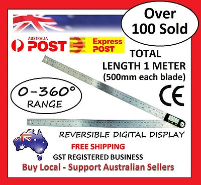 1000mm 2in1 Digital Angle Finder Meter Protractor Goniometer Ruler 360° Measurer - Image 1 of 4