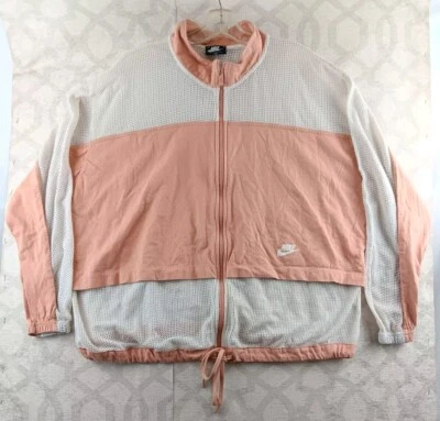 Chaqueta Nike Mujer 2X Rosa Blanco Cremallera Completa Running Pista Malla Foto 1 de 4