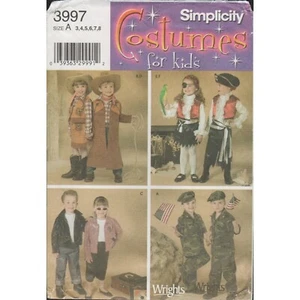 Simplicity 3997 Cowboy, Pirate, Soldier, 1950s Costume Pattern Childrens Sz 3-8 - Picture 1 of 3