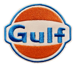 Gulf Racing Patch Motor Racing Oil 3x4in Embroidered Iron-on Patch - Picture 1 of 3