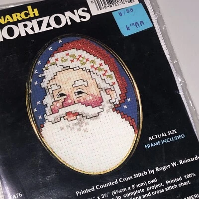 Santa Holly Ornament Printed Counted Cross Stitch Kit Monarch Horizons NOS/90c - Image 1 of 4