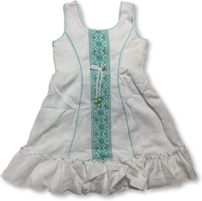 Vestido para niña Jona Michelle blanco guaze/verde azulado talla 8 Foto 1 de 1