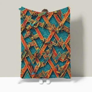 Aztec Geometric Zigzags Mountain Bedspread Sofa Throw Blanket Xmas Birthday Gift - Picture 1 of 18