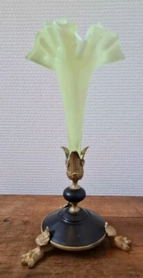 Soliflore Verre Ouraline sur Support Tripode Bronze NAPOLÉON III - Photo 1/4