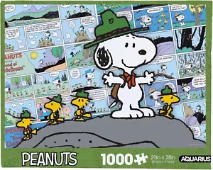 AQUARIUS •Peanuts Snoopy Beagle Scouts Comic /1000 Piece Jigsaw Puzzle (20x28) - Picture 1 of 5