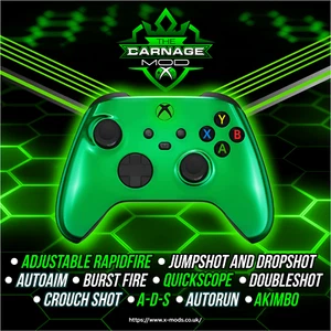 XBOX ONE SERIES RAPID FIRE CONTROLLER - CARNAGE 3.0 MOD - Chrome Green - All FPS - Picture 1 of 7