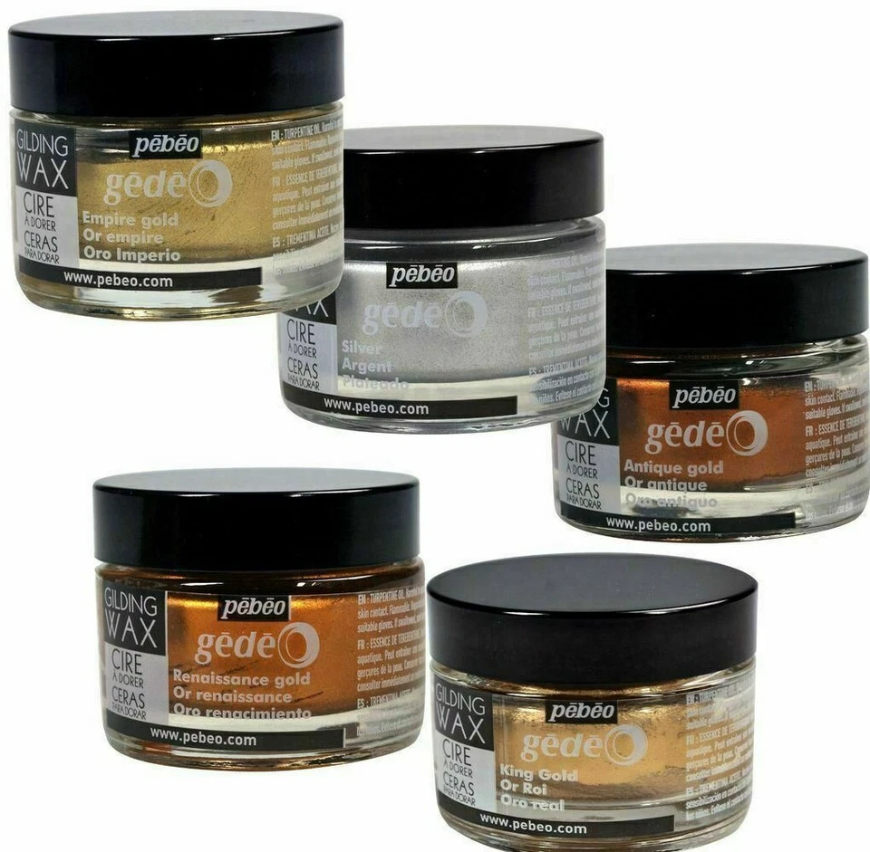 PÉBÉO Pebeo Gedeo Vergoldungswachs - 30ml Dose - 6 VERSCHIEDENE FARBEN - Art Craft Metallic
