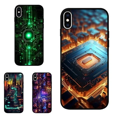 For Motorola Apple iPhone Samsung Galaxy Impact Case city circuit board art deco - Image 1 of 4