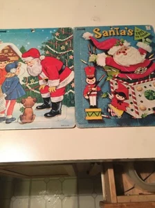 Lot Of 2 SANTA'S CHRISTMAS PUZZLE  SAALFIELD  7099  C. 1970  FRAME TRAY - Picture 1 of 6